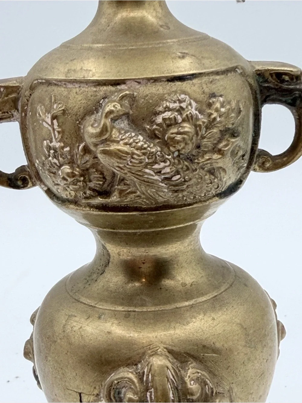 Antique Brass Decorative Candle Holder in Gold Tone